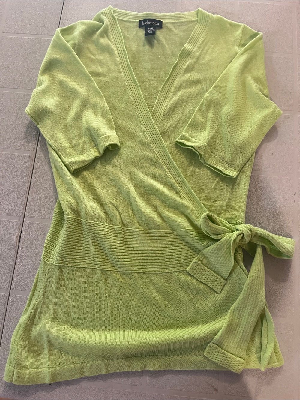 le chateau Bright Lime Wrap Knit Top